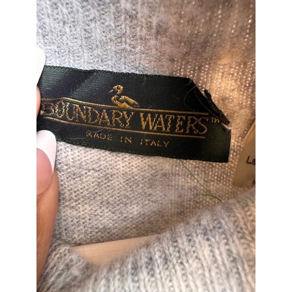 Boundary Waters Womens Cowl Turtleneck Sweater M/L Italy Angora Lambswool Gray - Picture 5 of 8